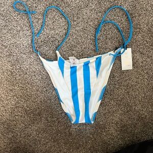 2/$25 Light Blue/white strip bikini bottom, adjustable tie waist, size small 4/6